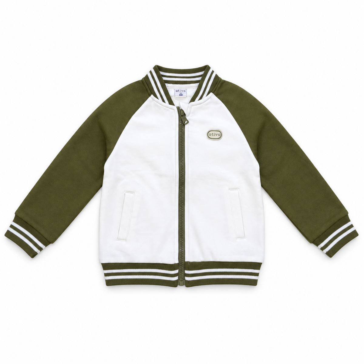 Jongens vest in baseball stijl, groen en wit