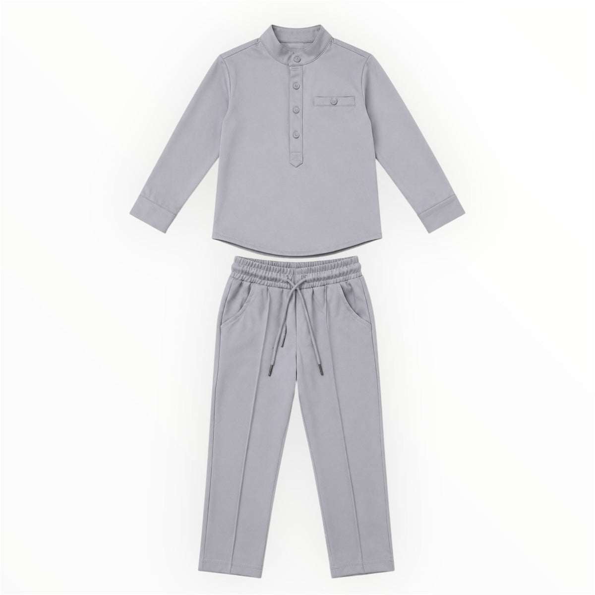 Grijze jongens set met blouse en pantalon