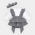 Baby Meisjes Set met Ruffle Rokje & Haarband – Grijs