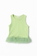 Meisjes Topje Rib met Tule Ruffle – Groen