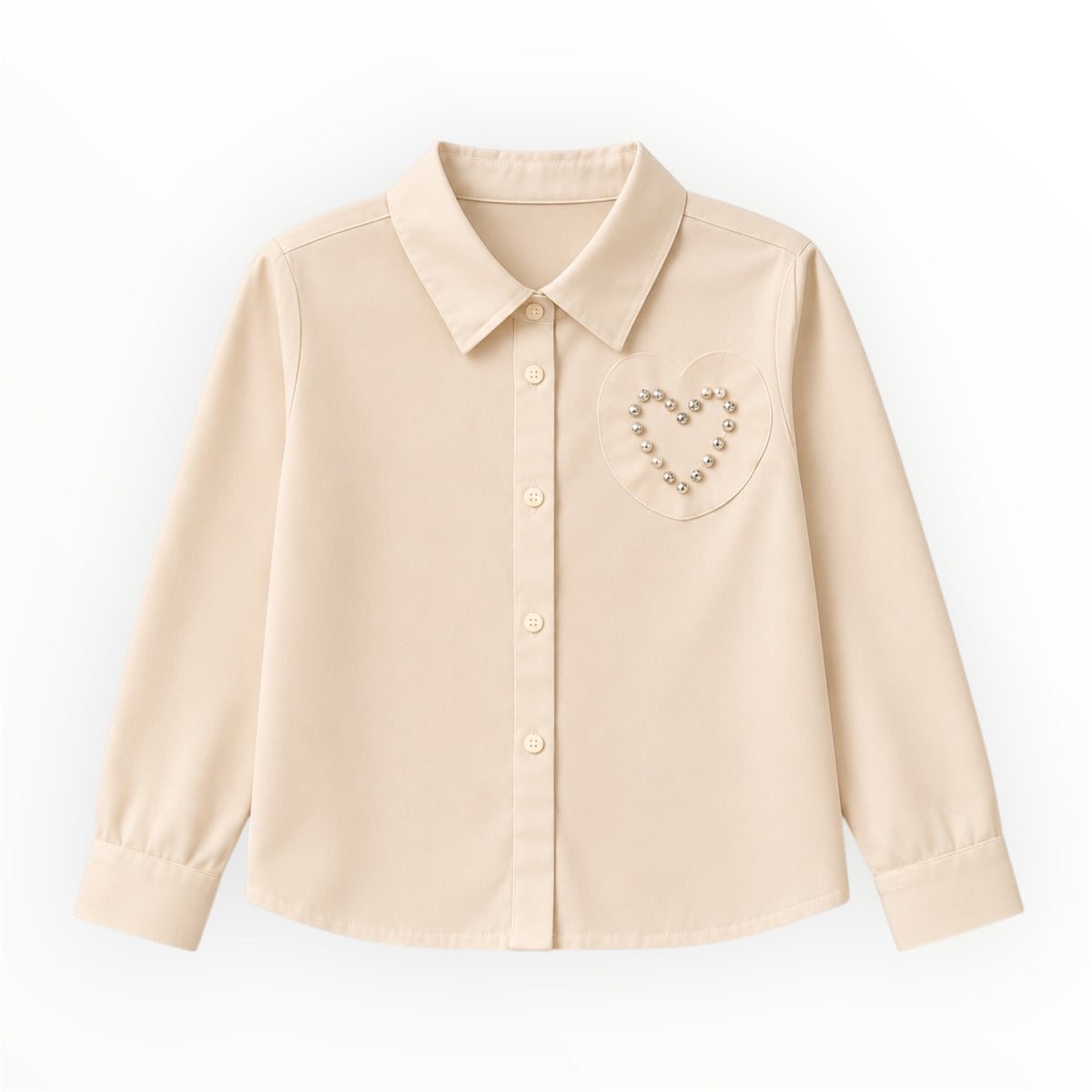 Meisjes Blouse Crème met Hartje & Strass