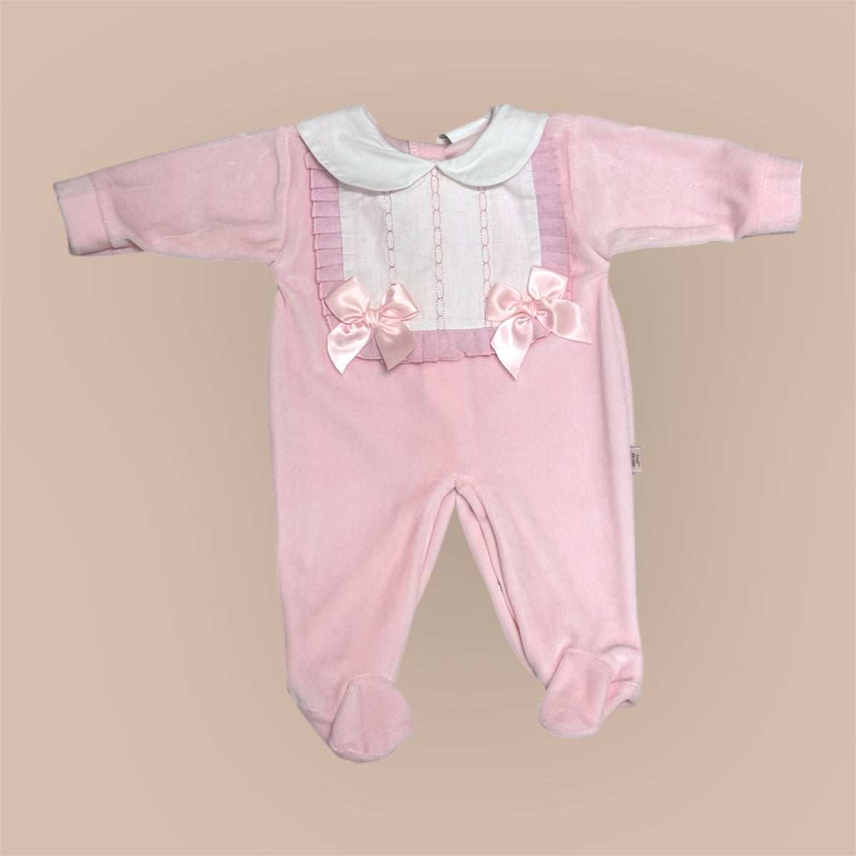 Baby Boxpakje Velours met Strikjes – Roze
