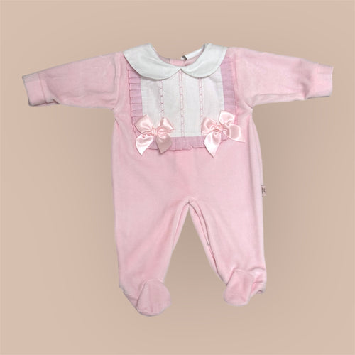 Baby Boxpakje Velours met Strikjes – Roze