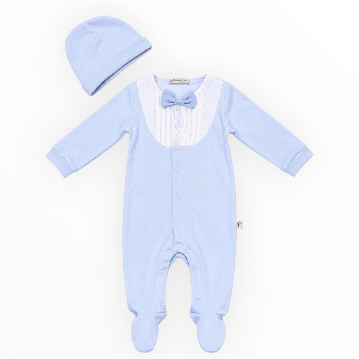 Lichtblauw Baby Jongens Boxpakje met Strikje & Mutsje