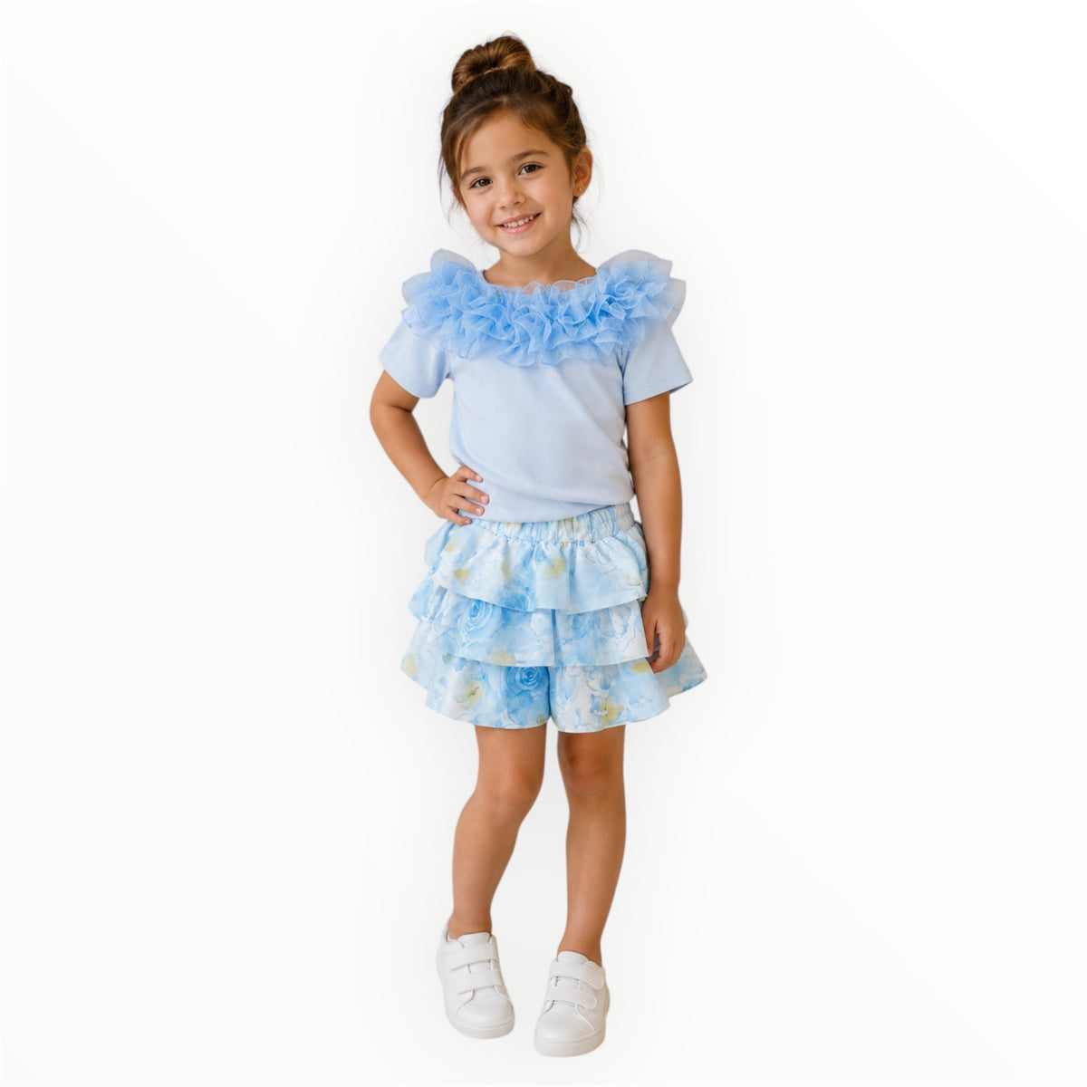 Meisjes Setje met Ruffles – Lichtblauw – foto 2