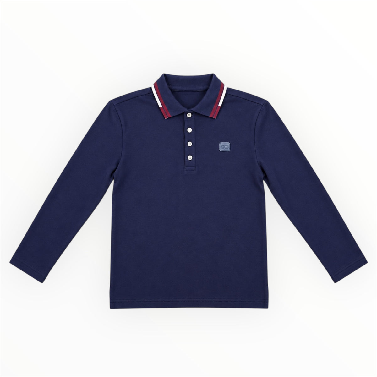 Jongens Polo Lange Mouw Navy – Rood/Witte Details