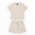 Jongens Cargo Set met T-shirt en Short – Beige