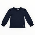Meisjes Donkerblauwe Longsleeve met Ruches