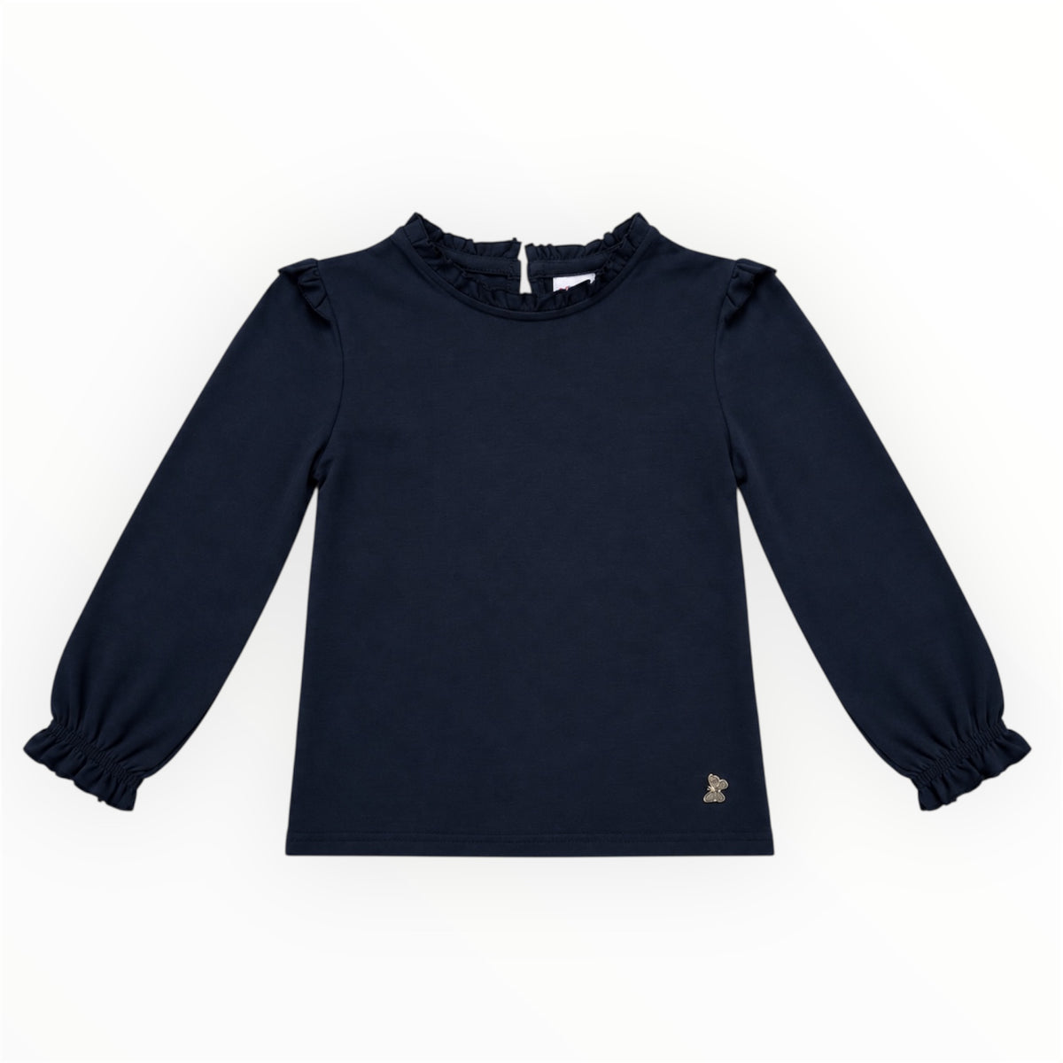 Meisjes Donkerblauwe Longsleeve met Ruches