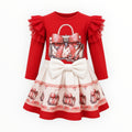 Meisjes Set met Shirt & Rok met Strik & Print – Rood