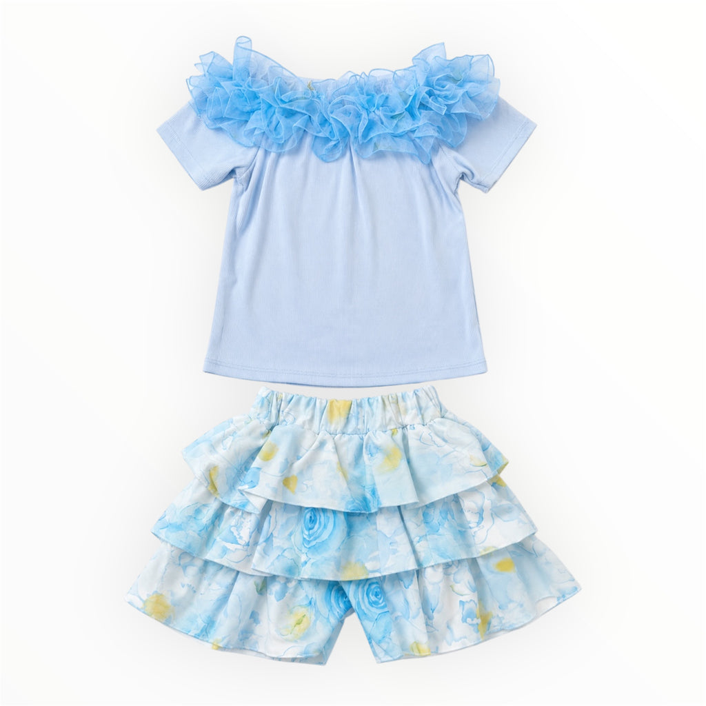 Meisjes Setje met Ruffles – Lichtblauw