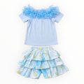 Meisjes Setje met Ruffles – Lichtblauw