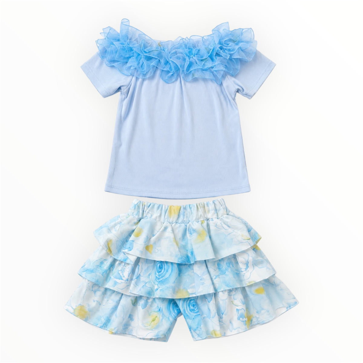 Meisjes Setje met Ruffles – Lichtblauw