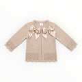 Gebreid Meisjes Vestje Beige met Satijnen Strikken