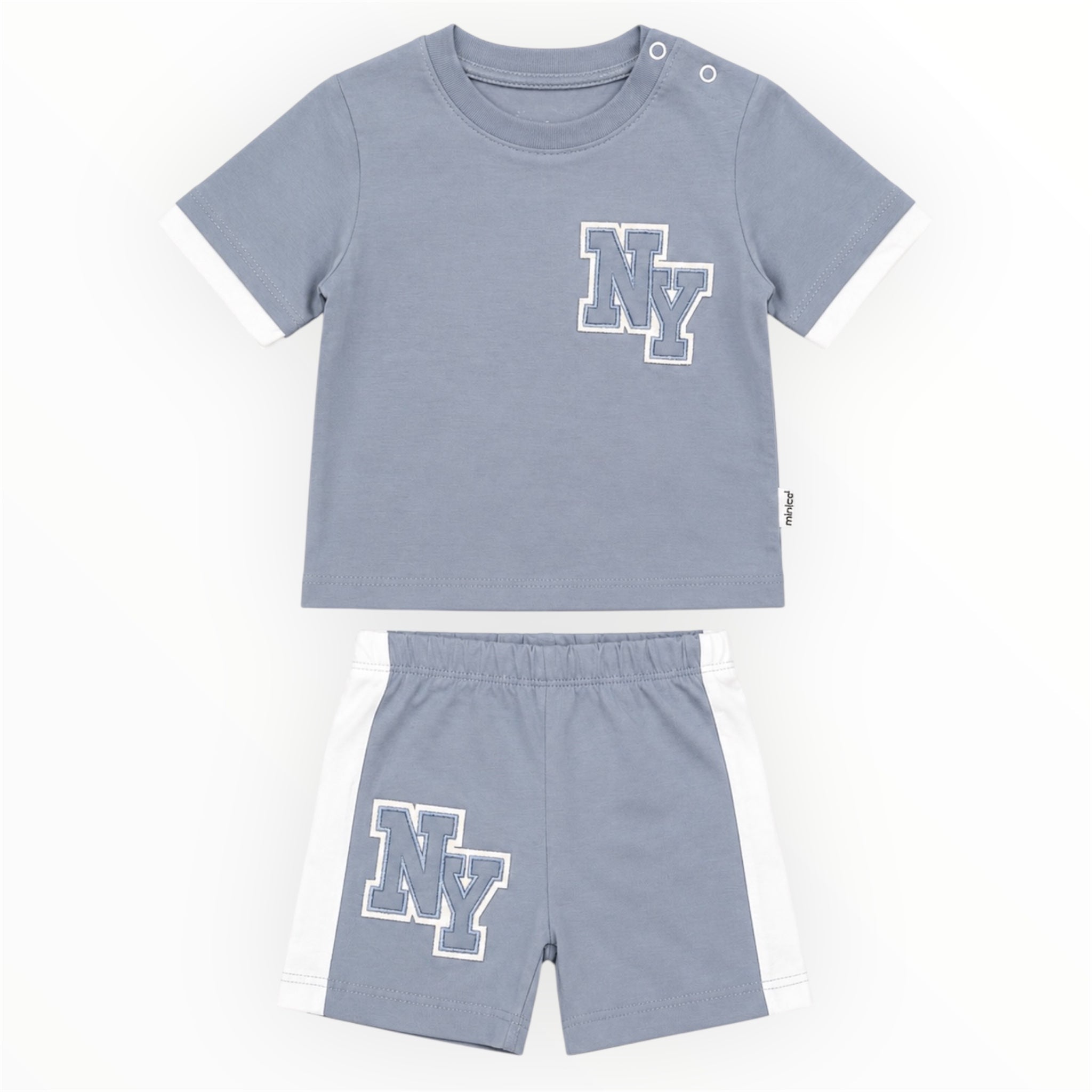 Baby jongens setje NY print short in blauw, By Reina Kidsfashion