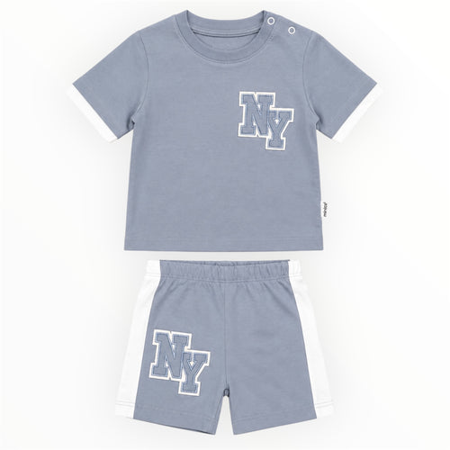 Baby Jongens Setje NY Print Short – Blauw