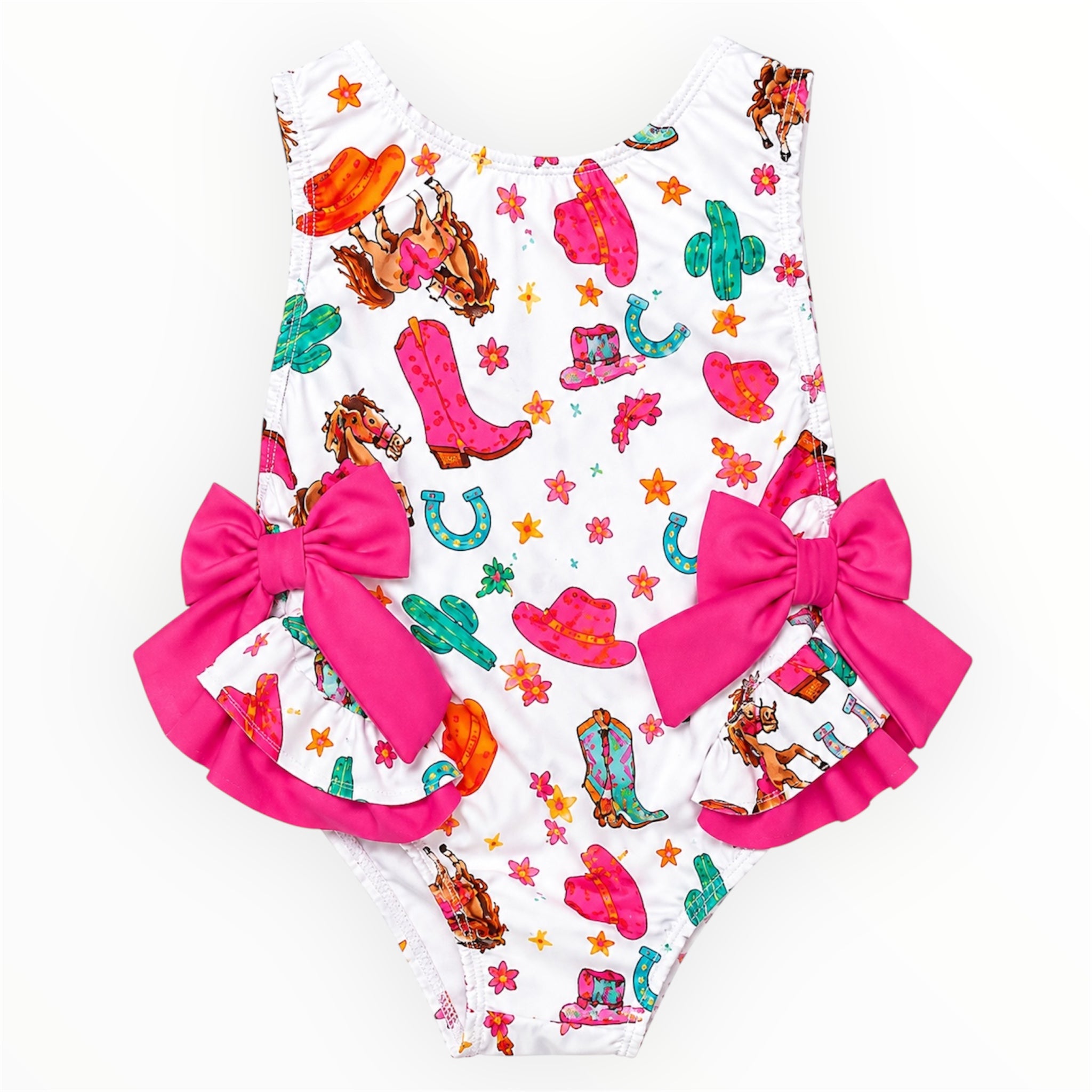 Cowgirl Baby Meisjes Badpak met Roze Strikken