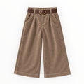 Meisjes Corduroy Wide Leg Broek Taupe met Riem