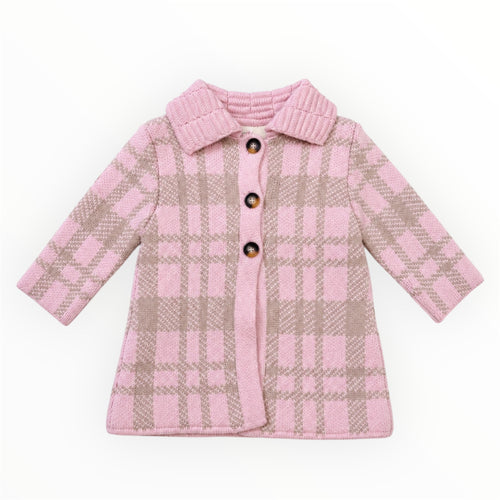 Baby & Peuter Meisjes Gebreid Jasje Roze/Beige Geruit