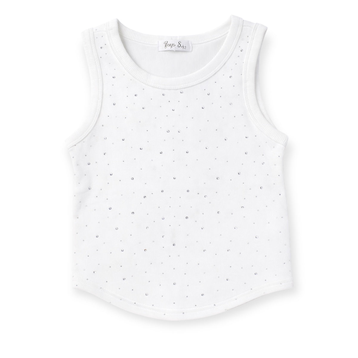 Meisjes Topje Rib met Steentjes – Wit