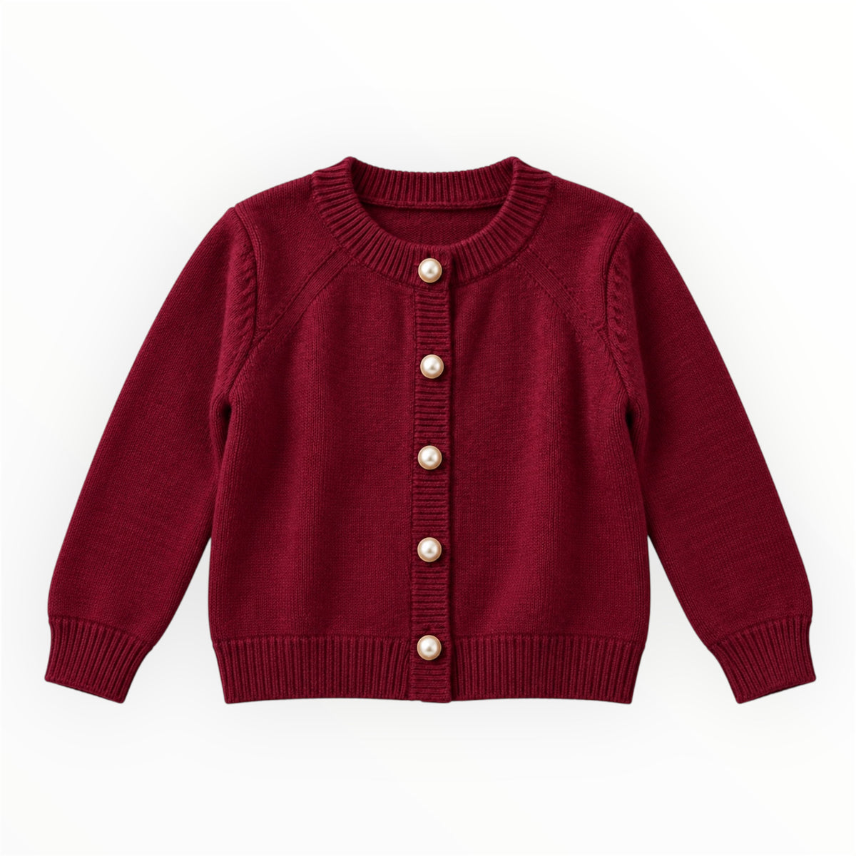 Meisjes Vest Bordeaux Rood met Parelknopen