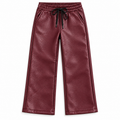 Meisjes Bordeaux Leatherlook Wide Leg Broek