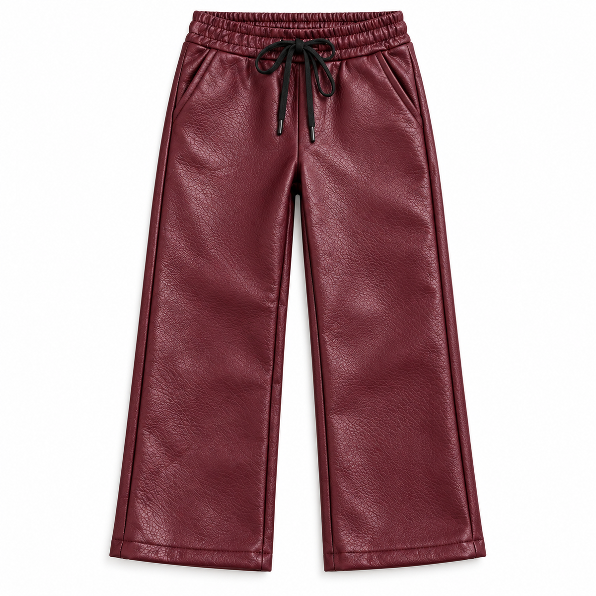 Meisjes Bordeaux Leatherlook Wide Leg Broek