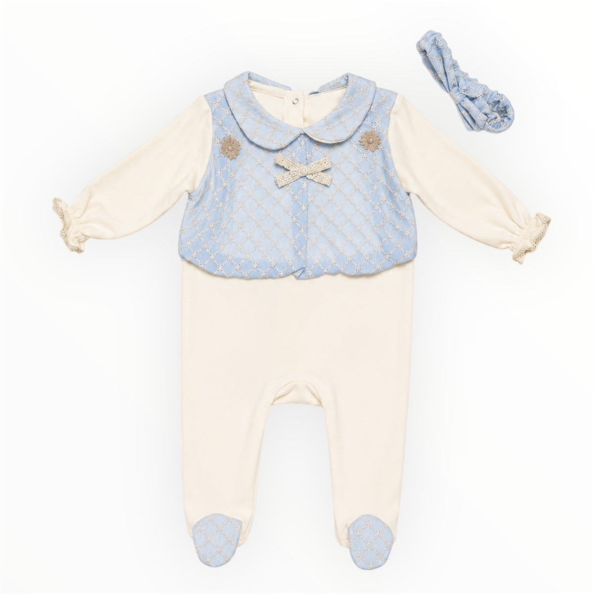 Baby Pakje met Lichtblauwe Details – Crème