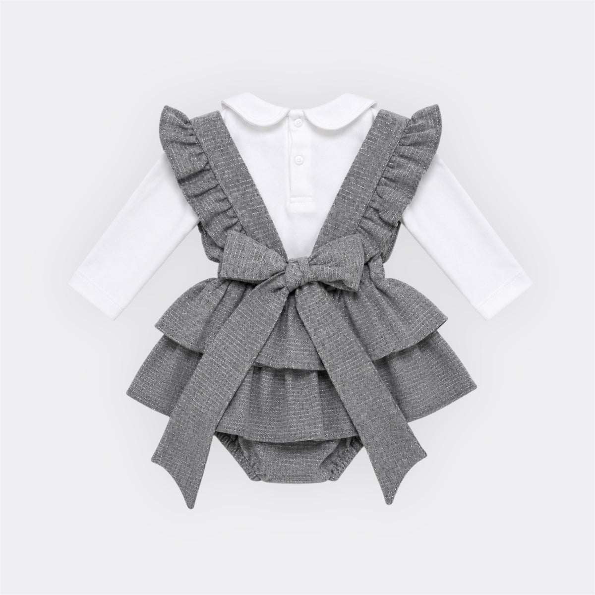 Baby Meisjes Set met Ruffle Rokje & Haarband – Grijs – foto 2