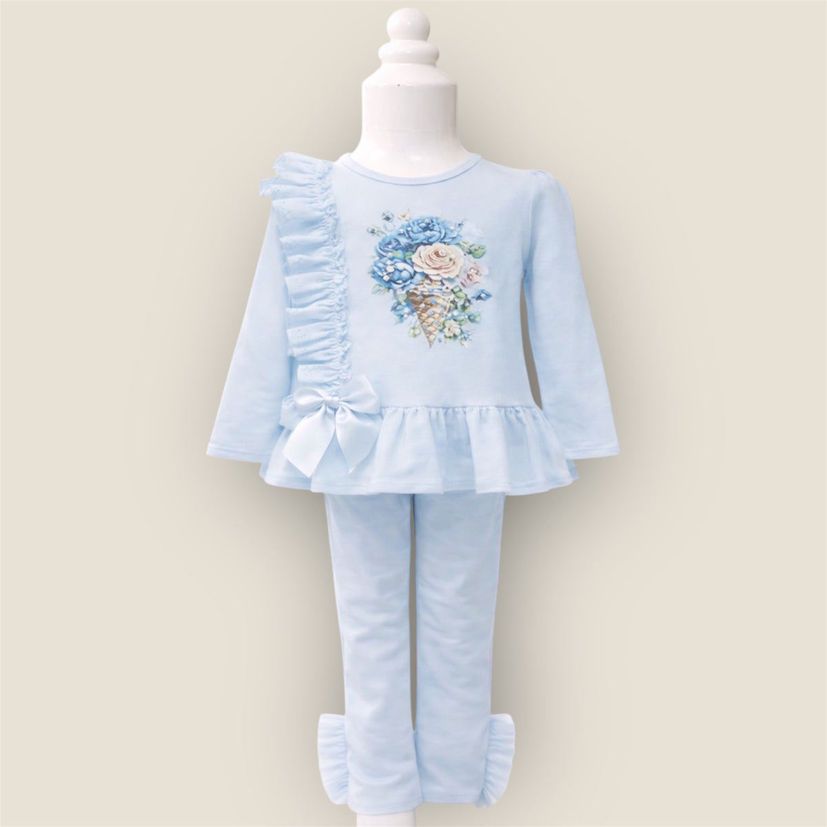 Meisjes Setje Tuniek & Legging Bloemenprint – Blauw