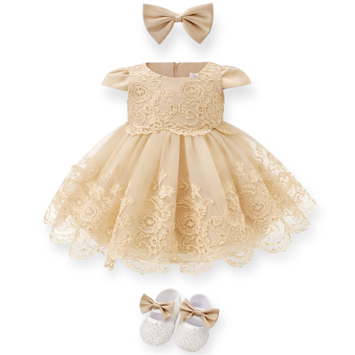 Baby Meisjes Jurk Setje Luxe – Goud Champagne