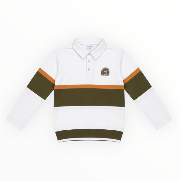 Jongens Polo Sweater Wit – Groen & Oranje