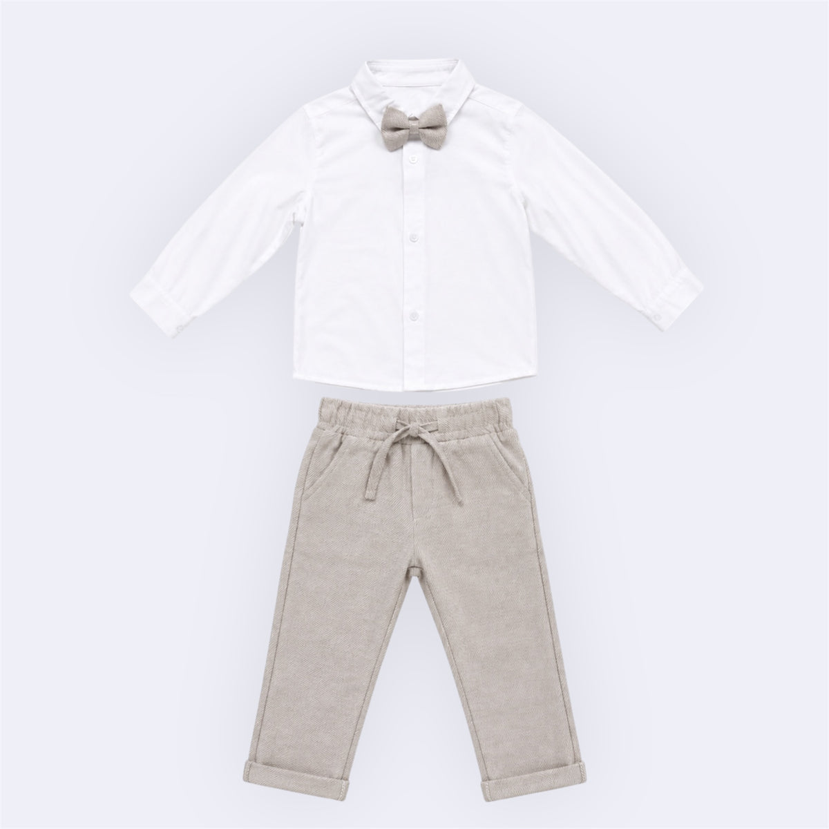 3-Delige Baby Jongens Set Beige – Vest, Blouse & Broek – foto 2