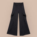 Meisjes Flared Broek met Zakken – Zwart
