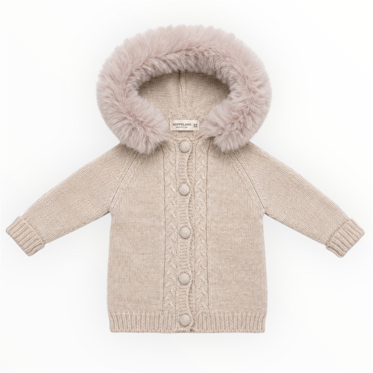 Baby Jongens Set 4-Delig met Bontkraag – Beige – foto 3