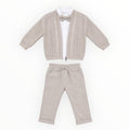 3-Delige Baby Jongens Set Beige – Vest, Blouse & Broek
