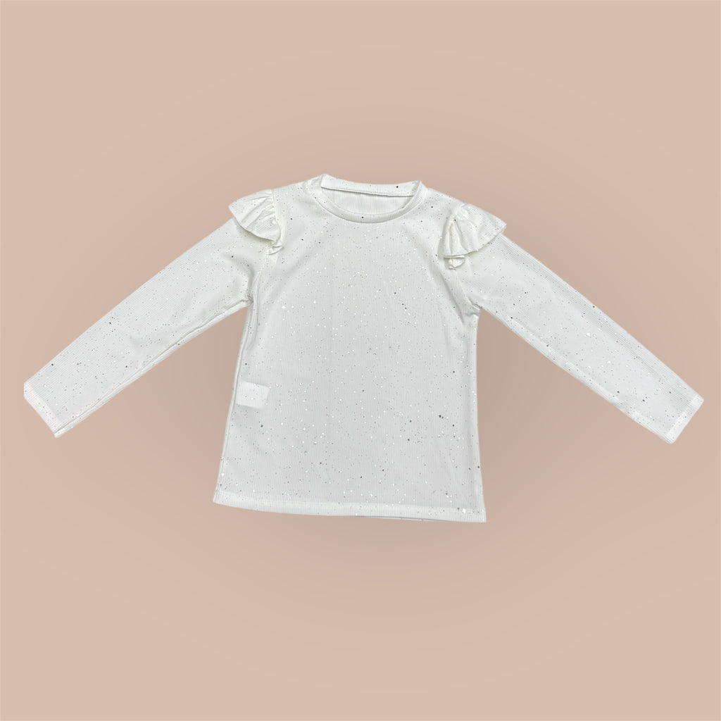 Meisjes Shirt Lange Mouw Zilveren Spots – Off White