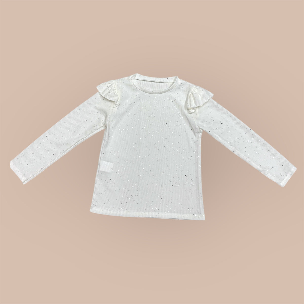 Meisjes Shirt Lange Mouw Zilveren Spots – Off White