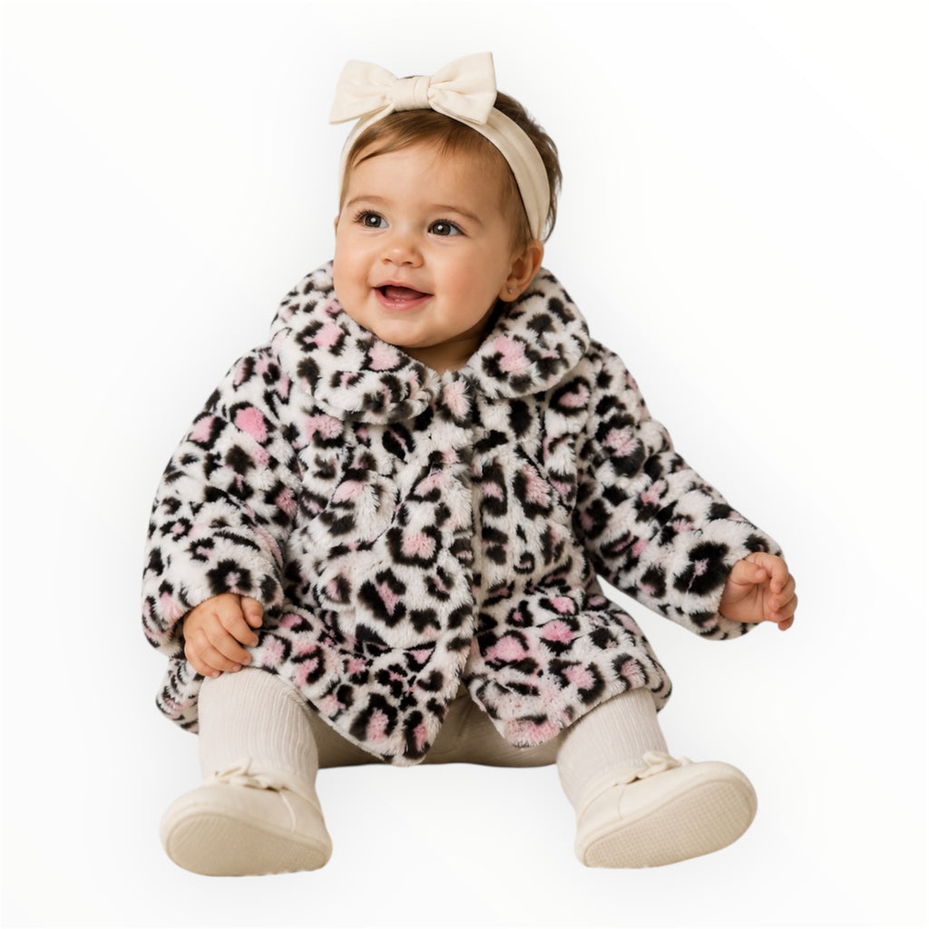 Baby Meisjes Teddy Jas – Panterprint Roze – foto 2