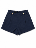 Meisjes Pantalon Short Donkerblauw met Gouden Knopen