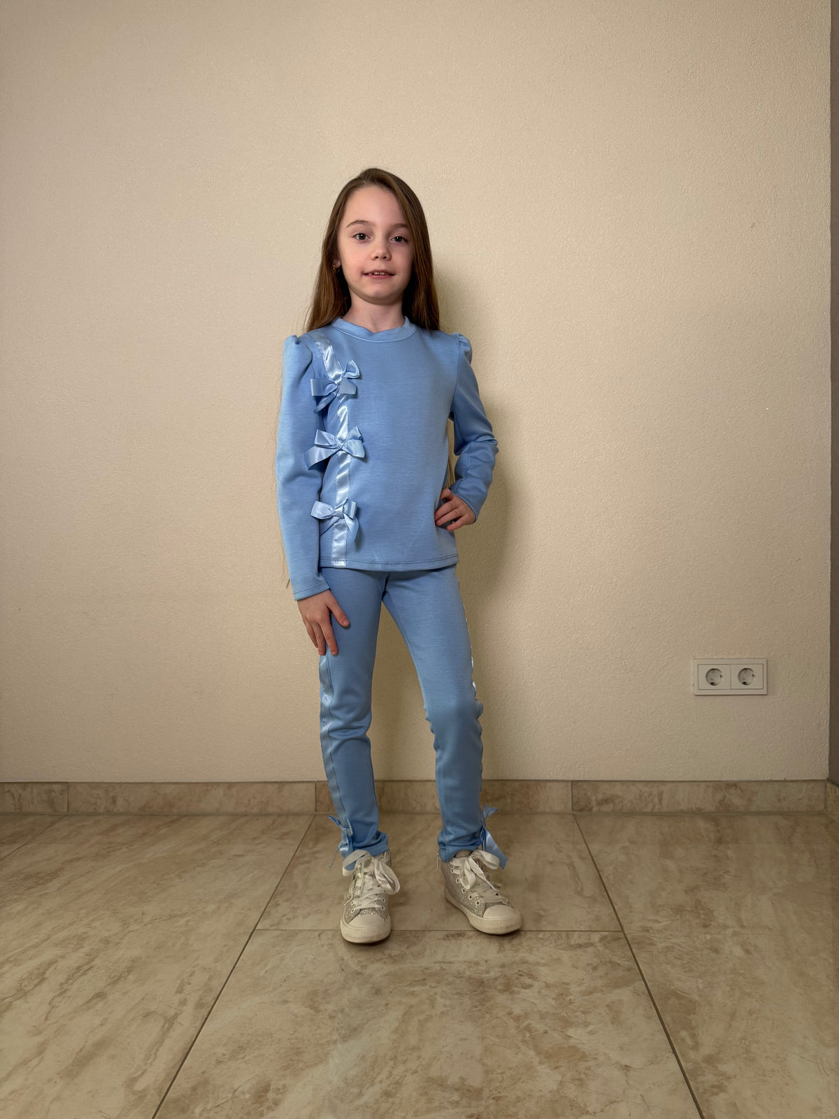 Meisjes Setje 2-delig met Strikjes – Blauw