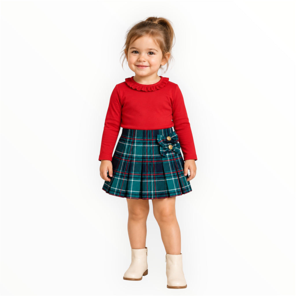 Baby Peuter Meisjes Rode Longsleeve met Rucheskraag