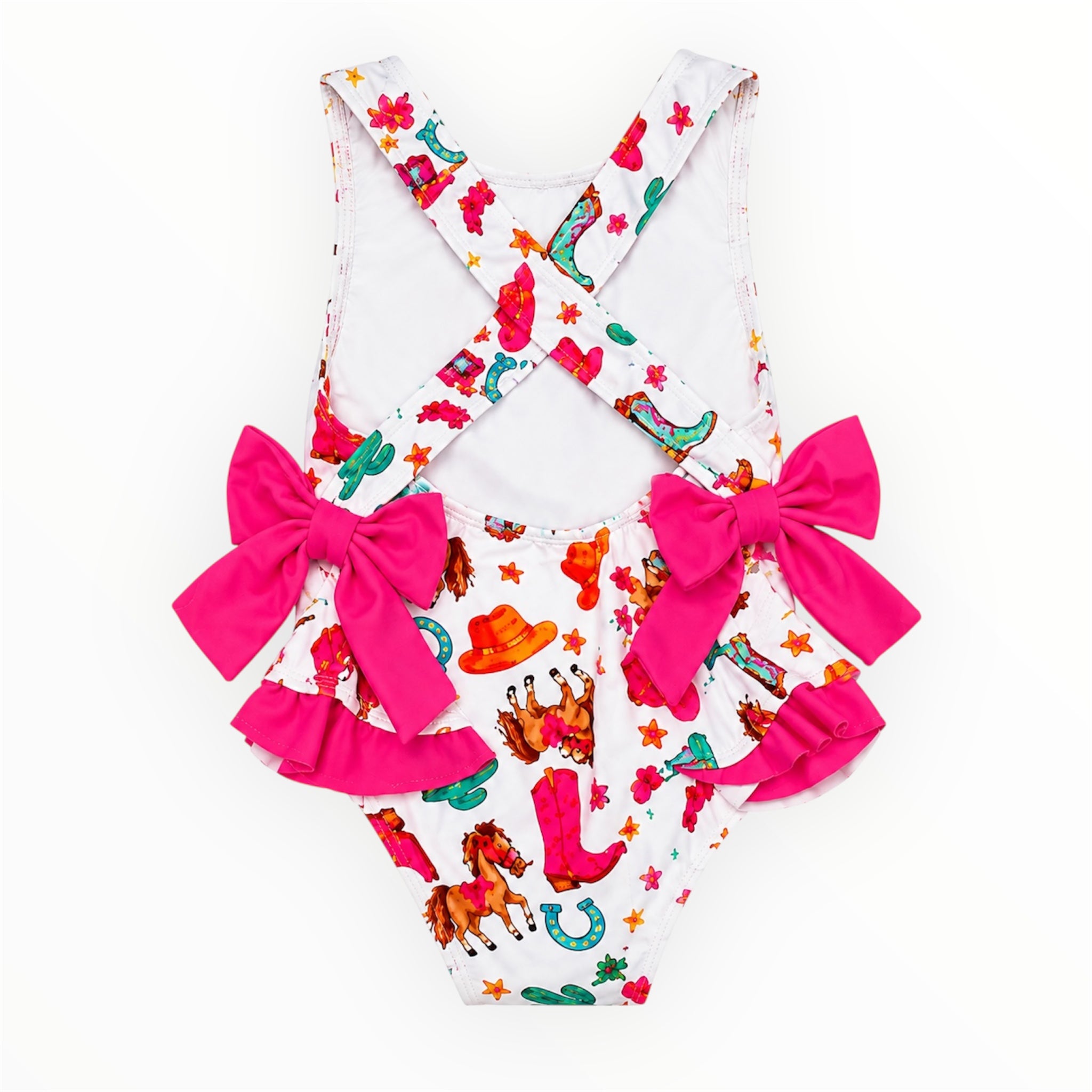Cowgirl Baby Meisjes Badpak met Roze Strikken