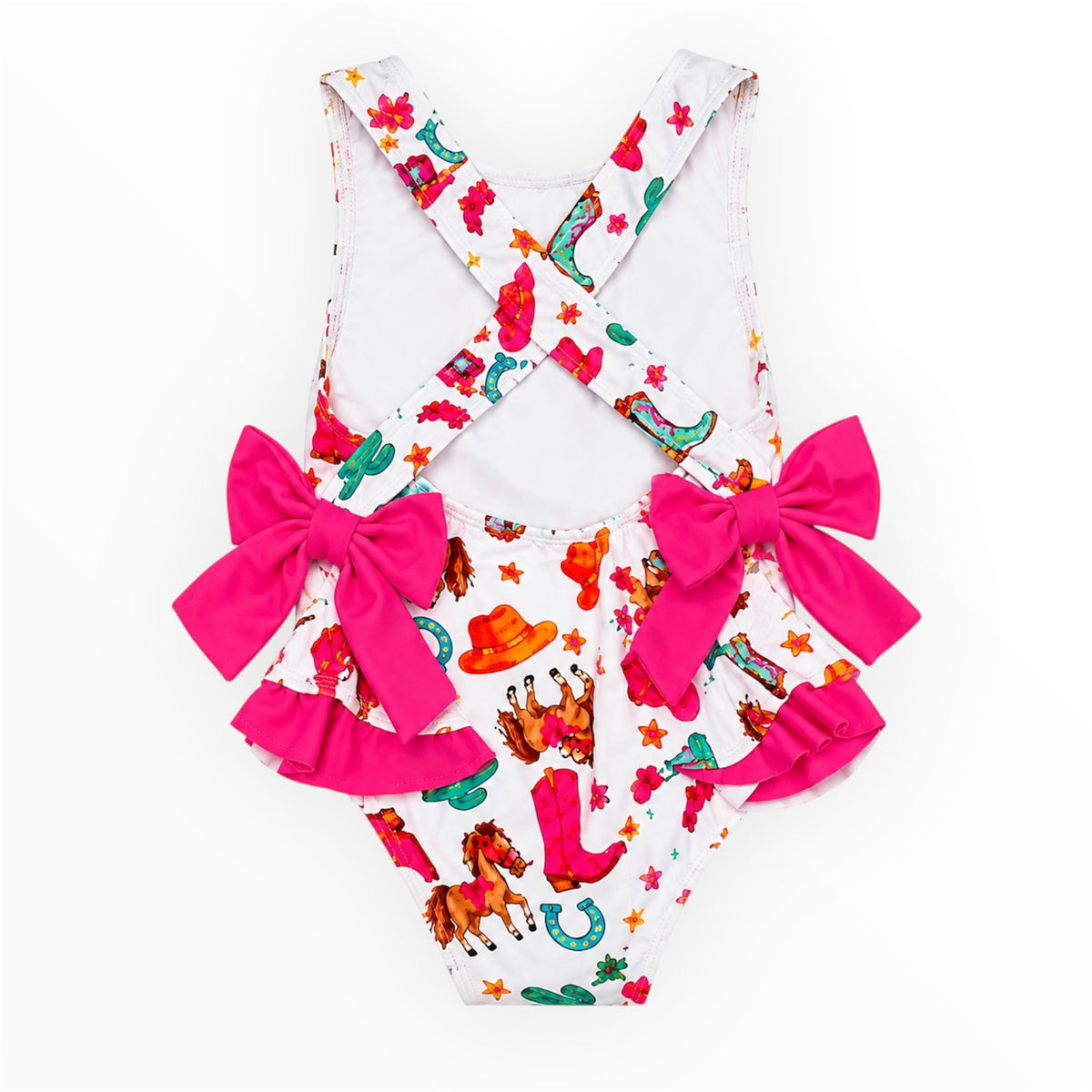 Cowgirl Baby Meisjes Badpak met Roze Strikken – foto 2
