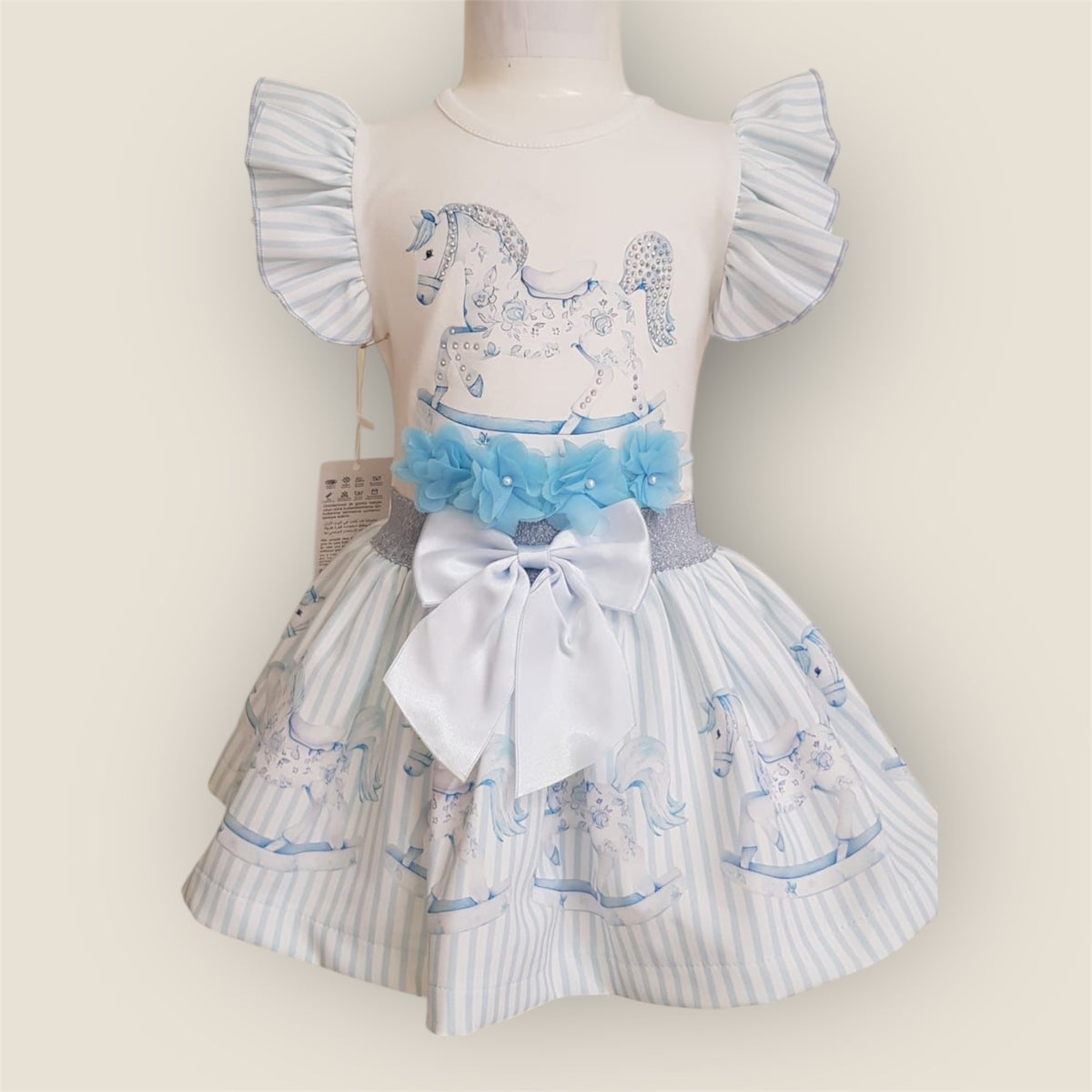 Meisjes Setje Top & Rok met Strik – Blauw