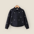 Meisjes Blouse met Pareldetails – Zwart