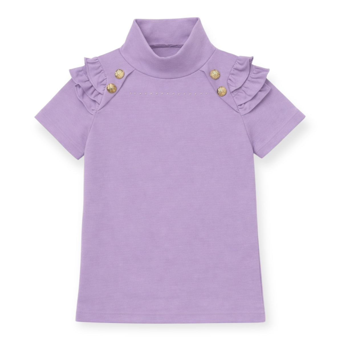 Meisjes Shirt met Ruffles en Gouden Knopen – Lila