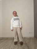Meisjes Setje Sweater Print & Wijde Broek – Beige
