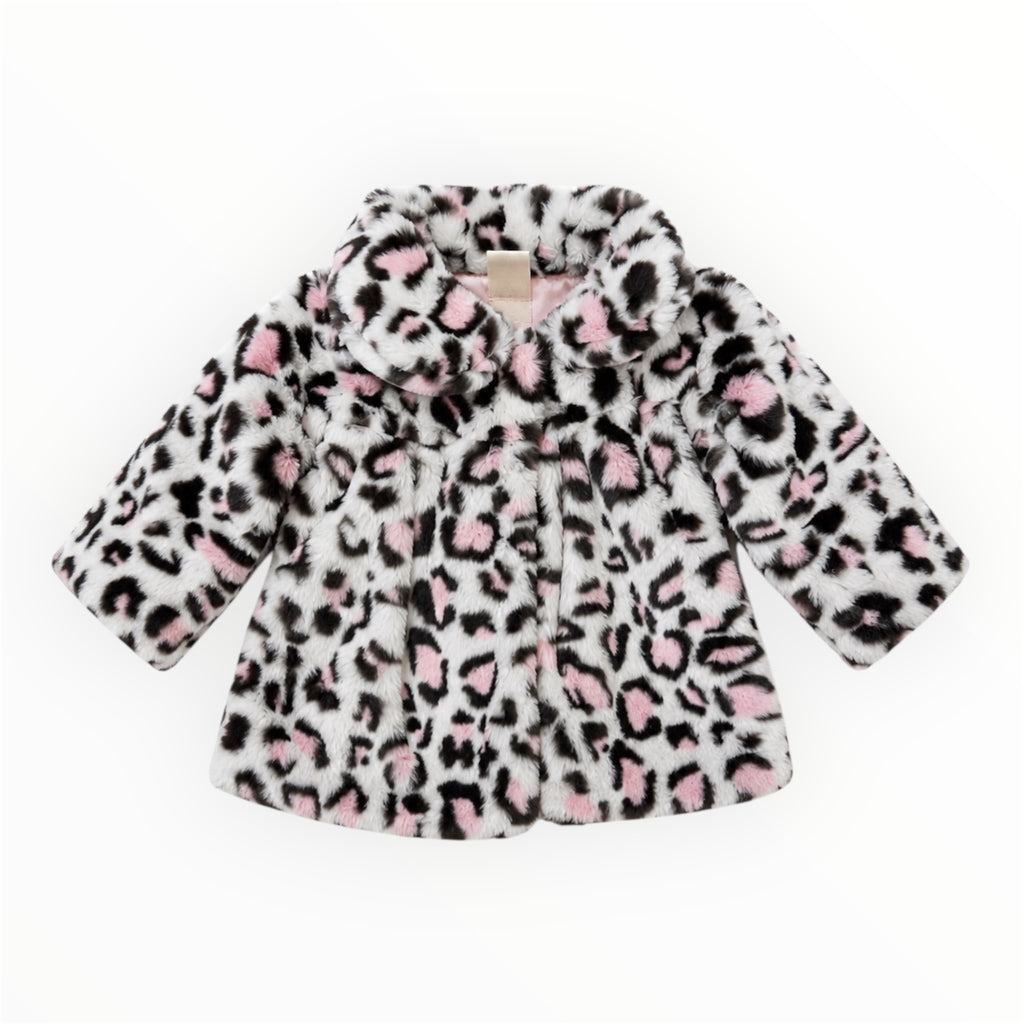 Baby Meisjes Teddy Jas – Panterprint Roze