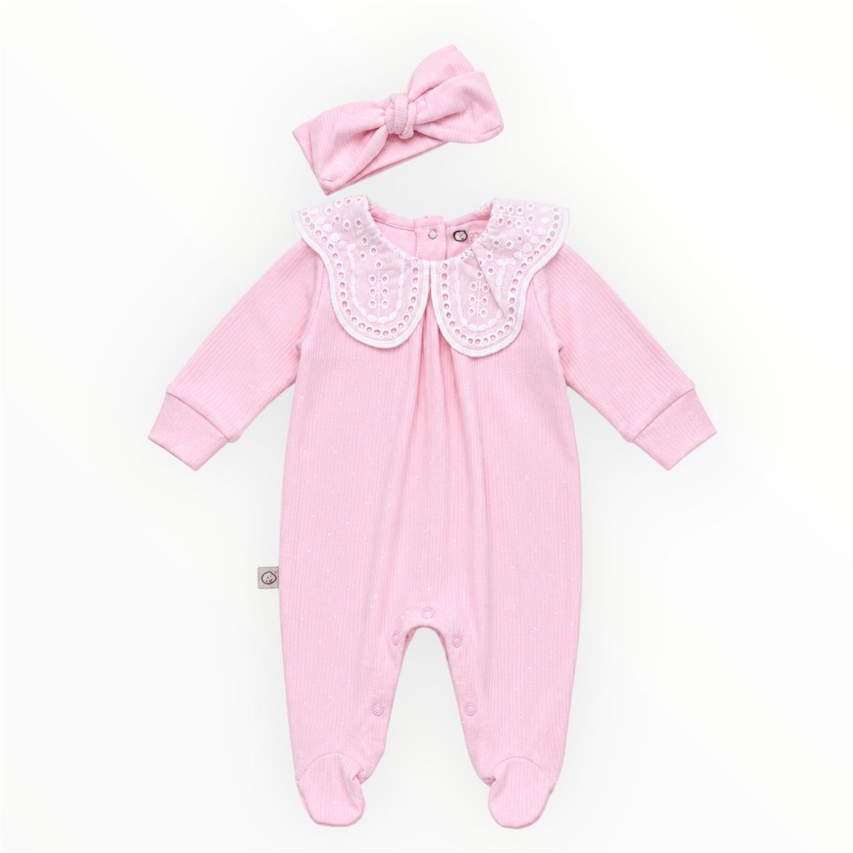 Baby Meisjes Pakje met Kraag & Haarband – Roze